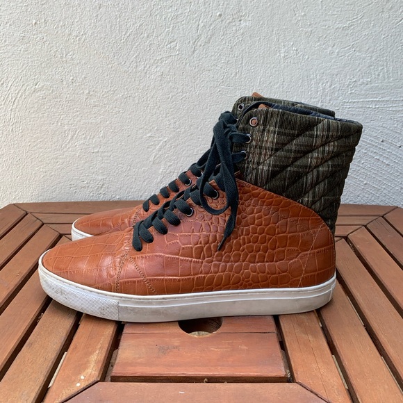 Android Homme Other - The Android Homme Moc Croc Leather Plaid High Top